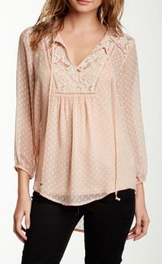 Daniel Rainn Swiss Dot Peasant Blouse