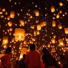 Let Go of a Floating Lantern in Thailand