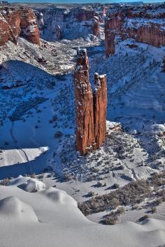 
                    
                        Canyon de Chelly, Arizona, Spider Rock snow, via Flickr.
                    
                