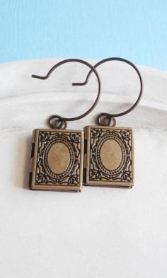 
                    
                        Brass Book Earrings  Book Worm  Book Locket
                    
                