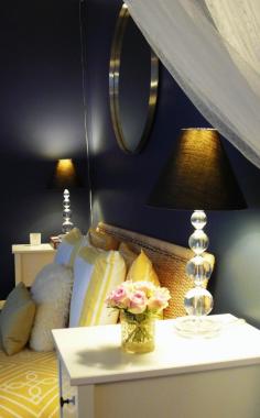 
                    
                        Bright yellow  white w/navy walls
                    
                