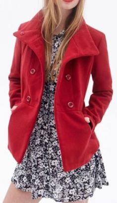 
                    
                        Catching Button Closure Long Sleeve Woman Coat Red
                    
                