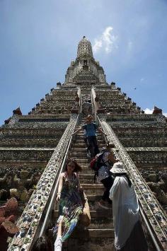 
                    
                        Bangkok, Thailand - I climbed these stairs and almost fell because they're so steep
                    
                