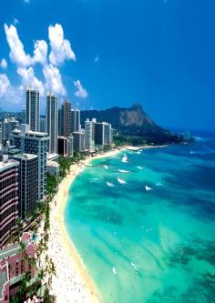 
                    
                        Hawaii; Honolulu this is exactly how I remember the beach in downtown Honolulu looking, One can walk from one end of this beach to the other, there are cafe's, restaurants, bars, of course the beach and at night it is all lite up along the walk way.
                    
                