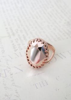 
                    
                        Rose Gold Swarovski Crystal Cocktail Ring Pink
                    
                