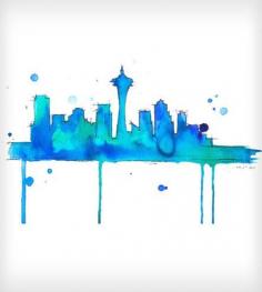 
                    
                        Seattle Blues Watercolor Print
                    
                