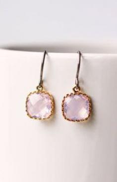 
                    
                        Violet Opal Glass Titanium Earrings Pastel
                    
                