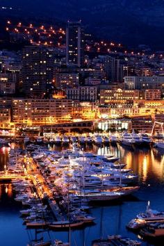 
                    
                        Port at dusk, French Riviera, Monaco
                    
                