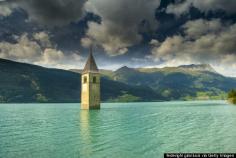 
                    
                        Lake Resia, Italy.
                    
                