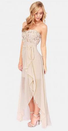 
                    
                        Beige Sleeveless Lace Splice Chiffon Dress
                    
                