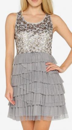 
                    
                        Marineblu Gray Tulle Dress
                    
                