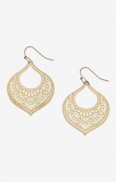 
                    
                        Matte Goldtone Filigree Cutout Teardrop Earrings
                    
                