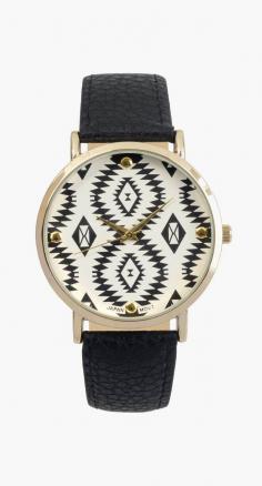 
                    
                        Journee Collection Black Tribal Faux Leather-Strap Watch
                    
                