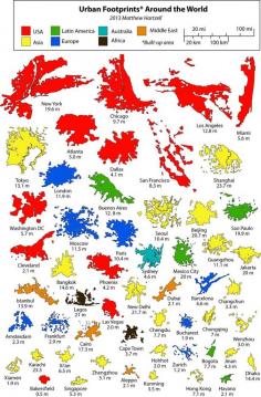 
                    
                        comparing the physical footprints of 54 urban regions around the world. They are presented side-by-side at the same scale, allowing the viewer to compare these cities in a new light.
                    
                