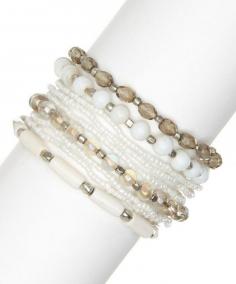 
                    
                        White & Smoke Beaded Stretch Bracelet Set
                    
                