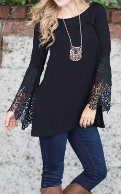 
                    
                        Pinkblush Black Crochet-Trim Tunic
                    
                