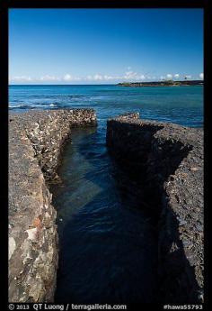 
                    
                        Walled stream and Kiholo Bay. Big Island, Hawaii, USA
                    
                