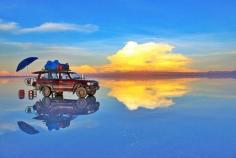 
                    
                        At 12,000 square kilometers, Salar de Uyuni is the largest salt flat in the world. Driving across it when the bright blue skies contrast with the blinding-white salt crust is one of the weirdest and most fantastic experiences I’ve ever had. Read more here: adventurousmiriam... Discovered by Miriam Risager at Uyuni, Bolivia
                    
                