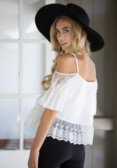 
                    
                        Boho Lace Sleeve Top - With Spaghetti Straps Top
                    
                