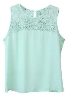 
                    
                        Mint Lace Tank Top - With Lace Detailing At Yoke
                    
                