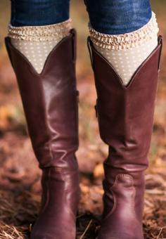 
                    
                        Vintage Rose Wraps Taupe & White Polka Dot Boot Cuff
                    
                