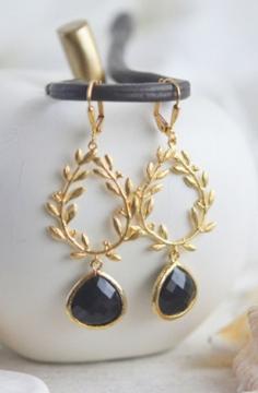 
                    
                        Black and Gold Branch Teardrop Statement Earrings
                    
                