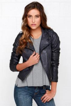 
                    
                        Black Swan Heart Midnight Blue Vegan Leather Jacket at Lulus.com!
                    
                