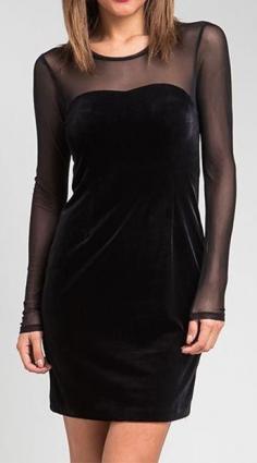 
                    
                        24|7 Frenzy Black Sheer Yoke Dress
                    
                