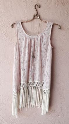 
                    
                        Anthropologie Peach lace with fringe Bohemian Gypsy tunic
                    
                