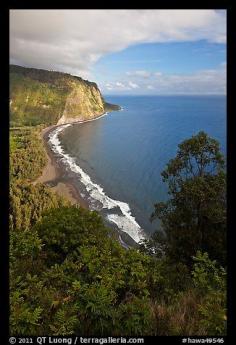 
                    
                        Waipio Beach from overlook, early morning. Big Island, Hawaii, USA
                    
                