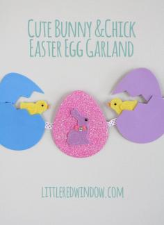 
                    
                        Cute Bunny & Chick Easter Egg Garland  |  littleredwindow.com | Make your own sweet Spring decorations!
                    
                