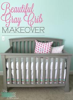 
                    
                        Beautiful Gray Crib Makeover with Annie Sloan Chalk Paint | TheTurquoiseHome.com
                    
                