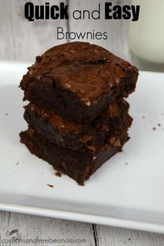 
                    
                        Quick and Easy Brownies! With only 5 ingredients that you probably already have at home, these chocolate fudge tasting brownies could quickly become a family favorite! Whip up a batch to enjoy tonight!
                    
                