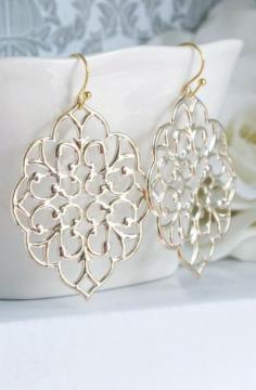 
                    
                        Romantic Large Moroccan Gold Filigree Earrings
                    
                