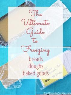 
                    
                        Kitchen Hack! You've got to see this ultimate guide to freezing bread, dough and other baked goods. Everything you could want is covered: cookies, brownies, pizza dough, biscuits... It takes the guess work out of freezing bread! :: DontWastetheCrumb...
                    
                