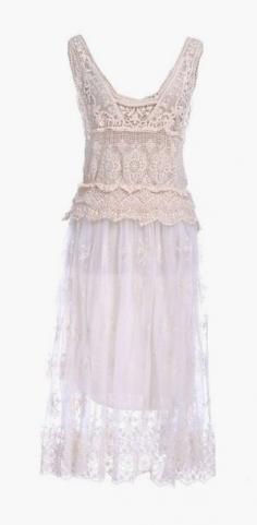 
                    
                        Off-White Floral Crochet Long Semi-Sheer Dress
                    
                