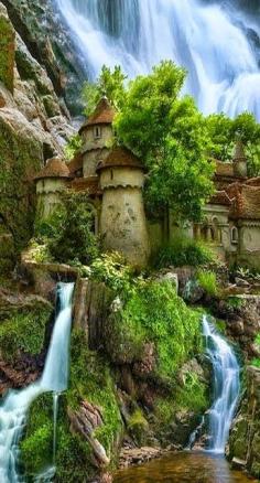 
                    
                        Waterfall castle in Poland
                    
                