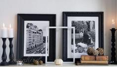 
                    
                        Fall mantel. This is a different mantel than the usual, much more masculine and not frilly at all. But the combination of black and white with the brown touches works very well. Love the symmetry too.
                    
                