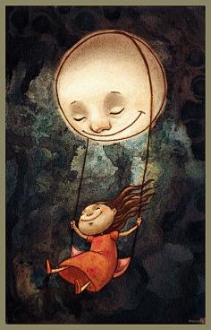 
                    
                        Illustration Museum Pinzellades al món: Gronxant-se amb la lluna / Columpiándose con la luna / Swinging with the moon #ilustracion #infantil #dibujo
                    
                