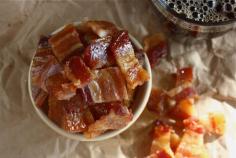 
                    
                        Pig Candy! This is a recipe for candied bacon. Brown sugar, cayenne pepper & maple syrup. Oh yumz.
                    
                