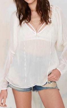 
                    
                        Mes Demoiselles Donis Sheer Peasant Top
                    
                