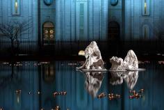 
                    
                        Salt Lake City's Temple Square, Mirror Pool with lights and nativity.
                    
                