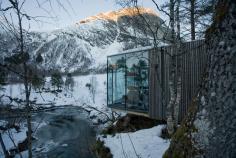 
                    
                        Hotel Juvet | Jensen & Skovdin Architects; Photo: Knut Bry | Archinect
                    
                