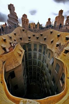 
                    
                        Rooftop of La Pedrera (or Casa Milà), Barcelona, Spain ~ designed by Antoni Gaudi, completed in 1912.  #architecture
                    
                