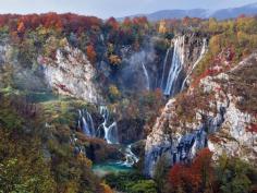 
                    
                        "Falls in Autumn" - photo by Vedrana Tafra, via Your Shot, National Geographic;  Plitvice Lakes in Croatia has numerous waterfalls and 16 terraced lakes, formed by natural travertine dams.
                    
                