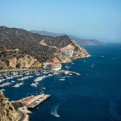 
                    
                        Avalon Harbor and the iconic Catalina Casino. It's small in size—just 21 miles long and eight miles wide—but large with legend and romance. Set in the deep blue Pacific of the coast of Los Angeles, it's a glittering little island resort with rugged hills and intimate coves that have lured movie stars and musicians for generations. Some even call it America's Capri. Coastalliving.com
                    
                