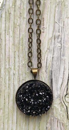 
                    
                        Faux Black Drusy Pendant
                    
                