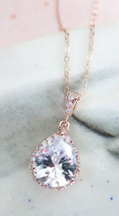 
                    
                        Rose Gold Luxe Cubic Zirconia Teardrop Necklace - Luxe
                    
                