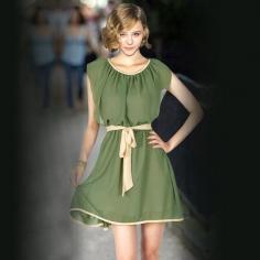 
                    
                        Short Sleeve O-Neck Elegant Design Chiffon Dress
                    
                