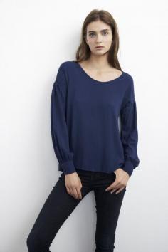 
                        
                            Pleated Sleeve Blouse :: Fall Street Style :: Soft Crepe Top :: Key Hole Back Detail :: Velvet by Graham & Spencer
                        
                    